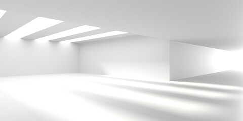 Minimalistic room space. White clean empty architecture interior