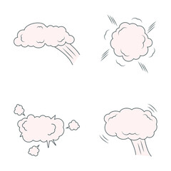 Collection of Comics Explosion Clouds. With Simple Cartoon Style. Isolated Vector Icon.