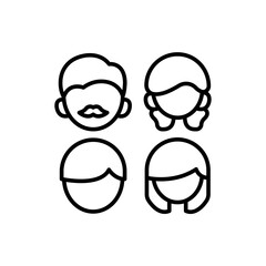 Family member outline icons, minimalist vector illustration ,simple transparent graphic element .Isolated on white background