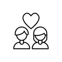Couple outline icons, minimalist vector illustration ,simple transparent graphic element .Isolated on white background