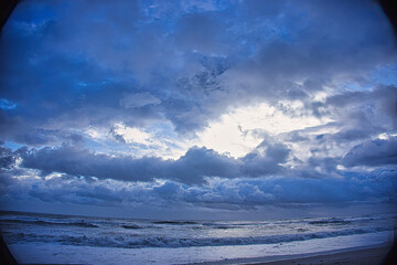 Winter storm clouds over the ocean in Indialantic Florida