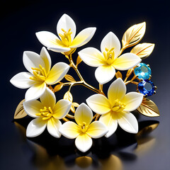 Fototapeta na wymiar Design an elegant AI graphic of a jewelry-crafted forsythia flower, using gemstones for vibrant and delicate beauty.(Generative AI)