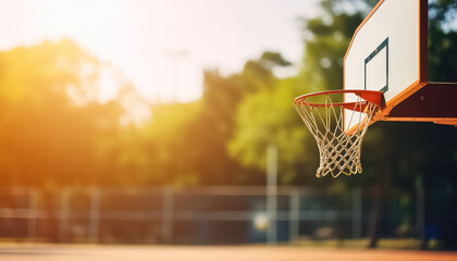 Basketball hoop at sunset