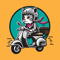 cat logo riding