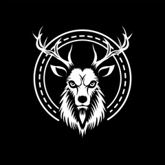 black and white deer head logo