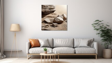 isolated earth-toned rock on a clean white canvas, capturing the natural and calming colors in this visually soothing arrangement.