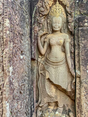 Fototapeta na wymiar The three-level Mount Bayon Temple, a temple of the Khmer civilization, located on the territory of Angkor in Cambodia