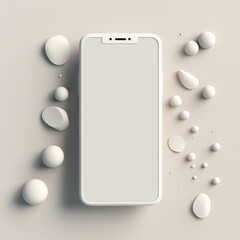 Modern smartphone blank screen template abstract white trendy fashionable mockup 3d rendering. generative ai