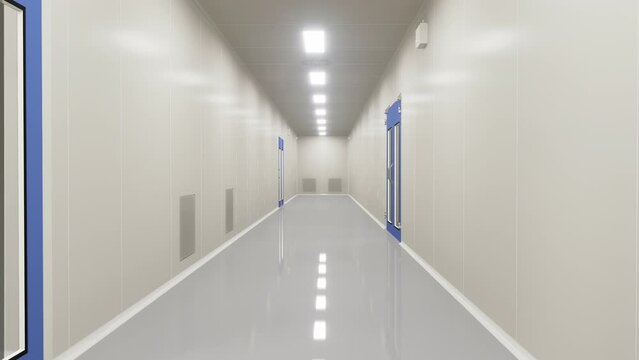 3d Rendering Corridors Clean Room in pharmaceutical factory