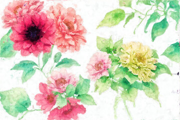 Elegant and beautiful oil painting flower illustration