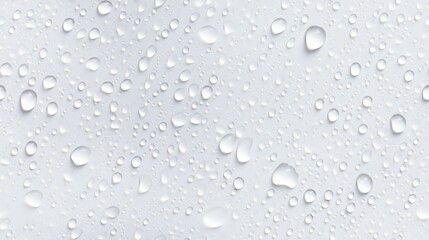 Water drops seamless pattern. Repeated background of rain on white surface.