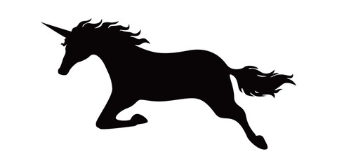unicorn silhouette design. mythology creature sign and symbol.