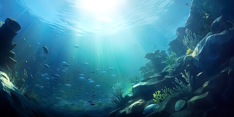Fototapeta na wymiar Sea or ocean underwater deep nature 