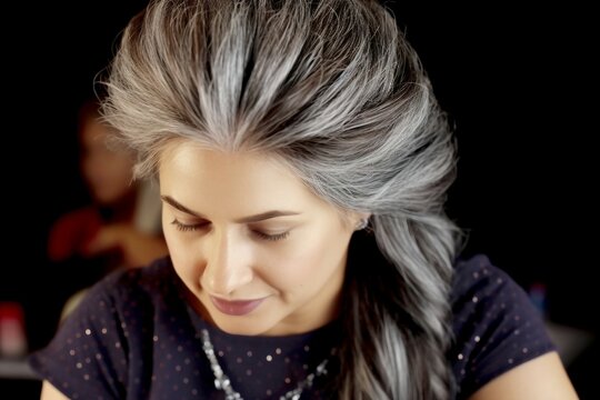 a woman with grey hair