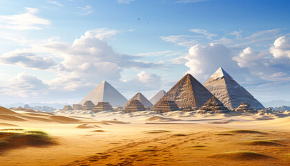 Ancient Pyramid in the Desert Landscape - obrazy, fototapety, plakaty