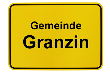 Illustration eines Ortsschildes der Gemeinde Granzin in Mecklenburg-Vorpommern