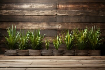 a row of potted plants in a row