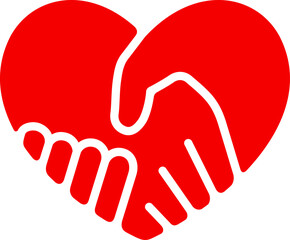 ハート形の握手のアイコン