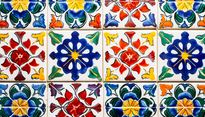 Traditional old tiles wall painted