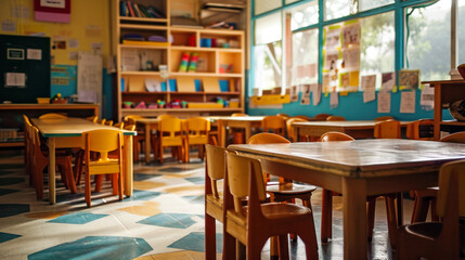 Fototapeta na wymiar empty classroom of preschool