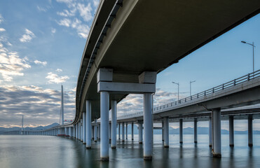 The Shenzhen Bay Bridge in the morning. Long exposure.