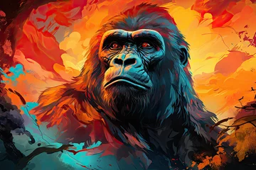 Foto op Plexiglas Bright and Colorful A Fauvism Style of a Gorilla, Generative Ai © sukumarbd4