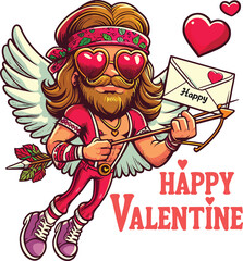 Retro Character, Wishing Happy Valentine’s Day.