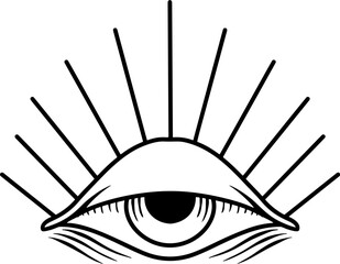 Illustration of an human eye in tatoo style. Vector design element