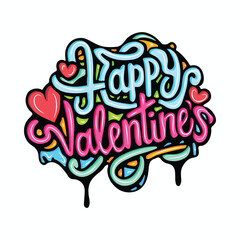 Happy Valentines Day graffiti typography art illustration