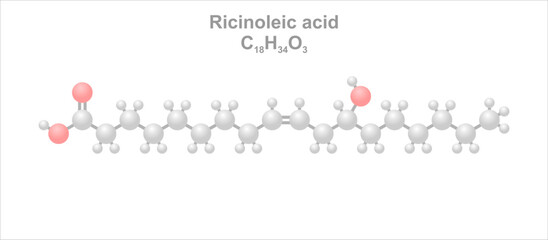 Ricinoleic acid. Simplified scheme of the molecule.