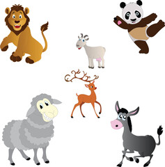Zoo collection.Set of cute animals cartoon character design.Dog,cat,rabbit,bear,lion,deer,frog,cow,crocodile,giraffe hand drawn.Image.Art.Kid graphic.Isolated.Sticker.Collection.Vector.Illustration.
