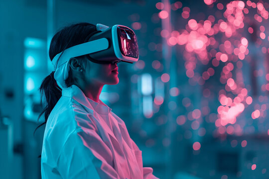 &Auml;rztin sieht durch VR-Brille