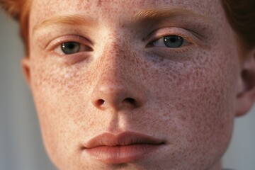 Obraz premium Close-up of freckled man looking at camera
