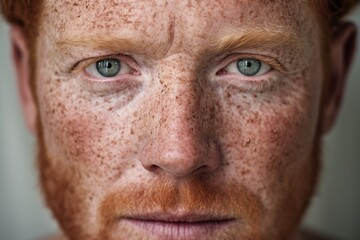 Obraz premium Close-up of freckled man looking at camera