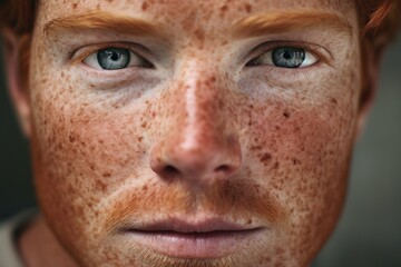 Obraz premium Close-up of freckled man looking at camera