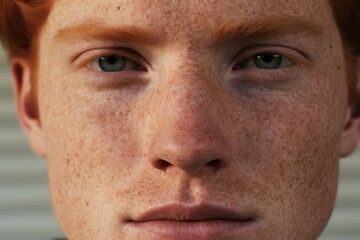 Obraz premium Close-up of freckled man looking at camera