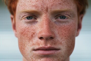 Obraz premium Close-up of freckled man looking at camera