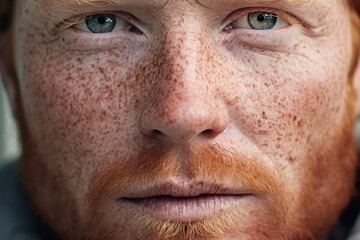 Fototapeta premium Close-up of freckled man looking at camera