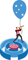 Maze, Hot Air Balloon, Uncertainty, Abstract, Businessman