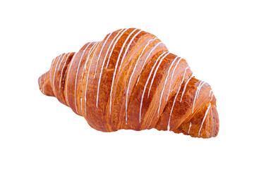 Fresh italian croissant filled by vanilla cream isolated