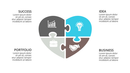 puzzle Infographics Concepts. Infographic design template.  Used for workflow layout, diagram, banner, web design. Vector illustration