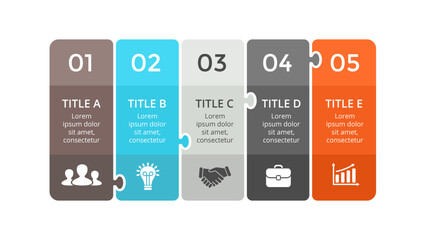 puzzle Infographics Concepts. Infographic design template.  Used for workflow layout, diagram, banner, web design. Vector illustration