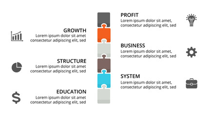 puzzle Infographics Concepts. Infographic design template.  Used for workflow layout, diagram, banner, web design. Vector illustration