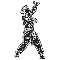 pencak silat vector logo black white