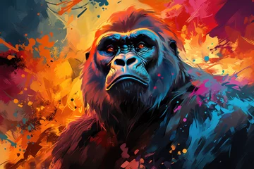 Bright and Colorful A Fauvism Style of a Gorilla, Generative Ai © sukumarbd4