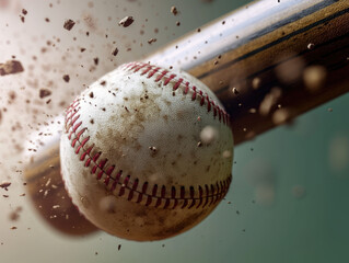 A moment of ball impact during a baseball game, capturing the action of the game.