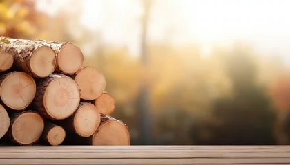 Photo sur Plexiglas Texture du bois de chauffage Felled log trees at the factory