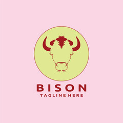 Bison Head Logo Design Vector Template.