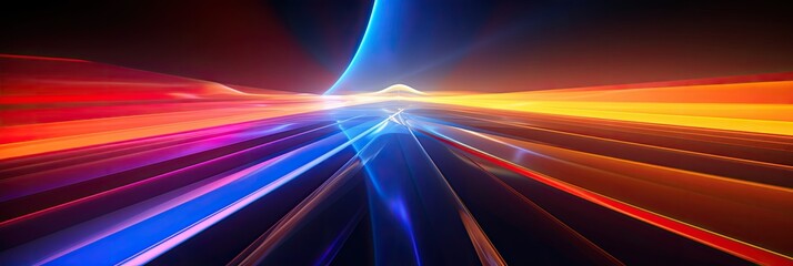 3d render, abstract multicolor spectrum background, bright orange blue neon rays and colorful glowing lines