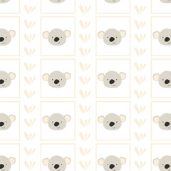 cute koala bear seamless background. Vector illustration can used for wallpapers, poster, baby print. 